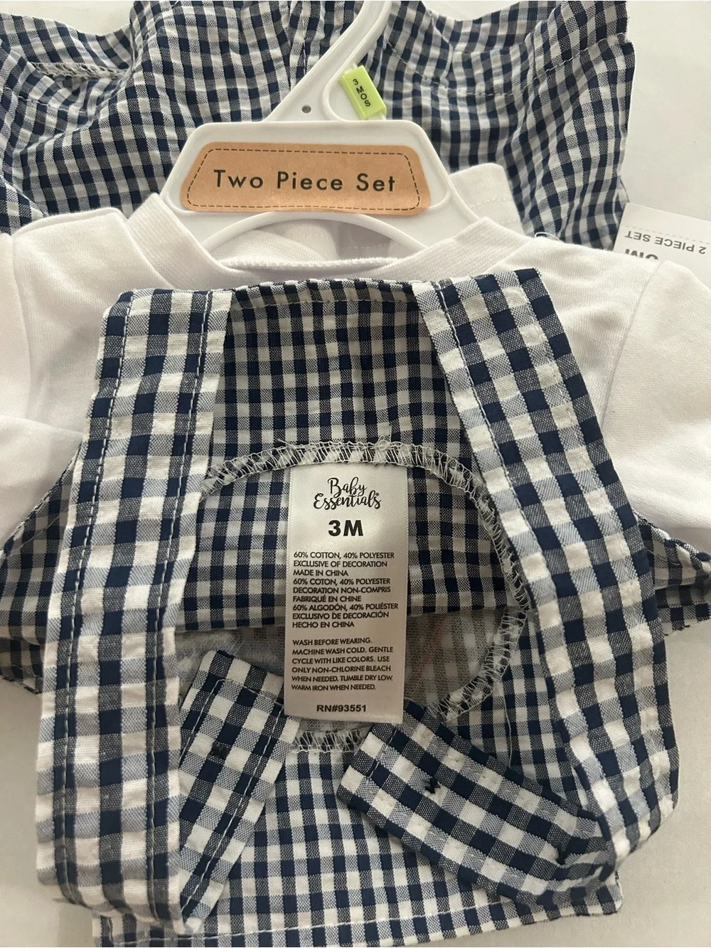 NWT Baby Essentials Boys Blue Check Sailboat Romper 3 months